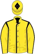 Yellow, black seams, diamond on cap
