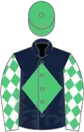 Dark Blue, Emerald Green Diamond, White sleeves, Emerald Green diamonds, Emerald Green cap
