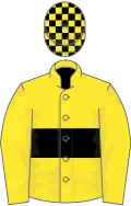 Yellow, black hoop, check cap