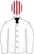 White, maroon striped cap