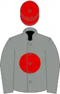 Grey, red disc, red cap