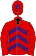 Red, purple chevrons on body, star on cap