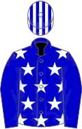 Blue, white stars on body, striped cap