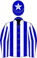Blue and white stripes, blue cap, white star