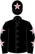 Black, pink stars on sleeves, star on cap