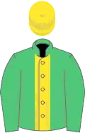 Emerald green, yellow panel, yellow cap