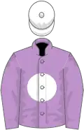 Mauve, white disc, white cap