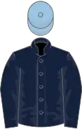Dark blue, light blue cap