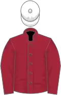 Maroon, white cap