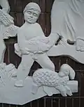 Close-up: Boy with lamb after restoration