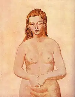 Pablo Picasso, 1906, Nu aux mains serrées, gouache on canvas, 96.5 × 75.6&nbsp;cm, Art Gallery of Ontario