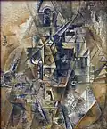 Pablo Picasso, 1911, Clarinet (Still Life with a Clarinet on a Table), oil on canvas, exhibited at Centre for Modern and Contemporary Art, Veletrzni (Trades Fair) Palace, Prague[1]