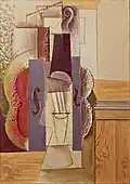 Pablo Picasso, 1913, Violon accroché au mur (Violin Hanging on the Wall), oil, spackle with sand, enamel, and charcoal on canvas, 65 x 46 cm, Museum of Fine Arts Berne