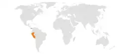 Map indicating locations of Panama and Peru