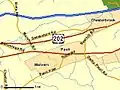 Location of Paoli in relation to Malvern and Chesterbrook