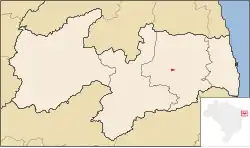 Location of Montadas in Paraíba and Brazil