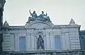 Paul Chomedey de Maisonneuve (below) and the allegorical statues of Religion and Country (above)