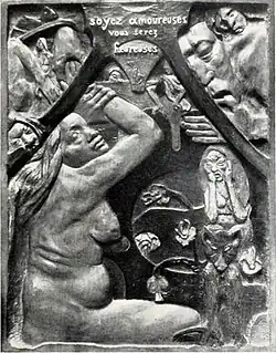 Paul Gauguin, Soyez amoureuses vous serez heureuses, relief, 97 × 75&nbsp;cm, Museum of Fine Arts, Boston