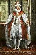 James I in coronation regalia, van Somer, circa 1620