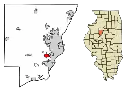 Location of Bellevue in Peoria County, Illinois.