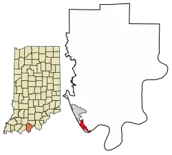 Location of Cannelton in Perry County, Indiana.