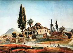 Fethiye mosque and the Horologion of Andronikos Kyrristos (Tower of the Winds), from the southwest.