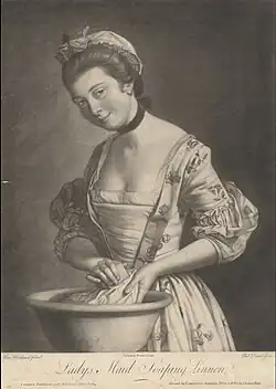 Philip Dawe after Morland, Domestick Employment Lady's Maid Soaping Linen, 1769 Yale Center for British Art