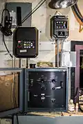 The custom-built power supply control panel for the motors of the two Philips DP70 projectors in the Egyptian Theatre, Hollywood. Any frame rate between 16 and 30 can be selected, and the two motors can also be interlocked to enable the projection of left and right eye 3D prints.