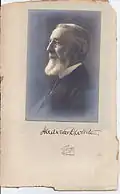 c. about 1905 - Gelatin silver print cabinet card photo and undated signature of Andrew D. White. Possible original photo that was used in the original Autobiography of Andrew Dickson White book