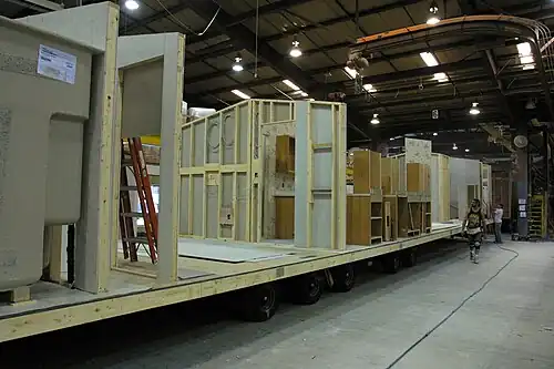 Interior wall assemblies are attached.