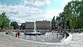 Multimedia fountain and the Polish Post Office building