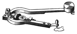 A planimeter (1908) measuring the indicated area by tracing its perimeter