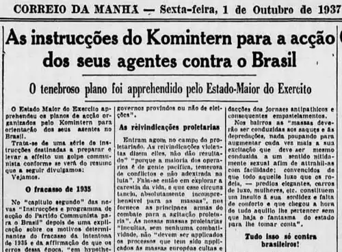 Newspaper with a headline announcing the Cohen Plan.