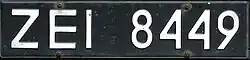 Black-and-white plate reading ZEI8449