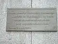 Commemorative plaque on the pedestal