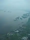 Aerial view of Pool Malebo from above Kinshasa