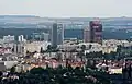 Prague skyscrapers, City Tower on right (year 2005, before reconstruction)