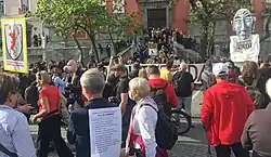 Crowd with signs