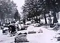 The next day after the earthquake, citizens preparing temporary dwellings.