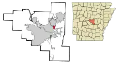 Location in Pulaski County and the state of Arkansas