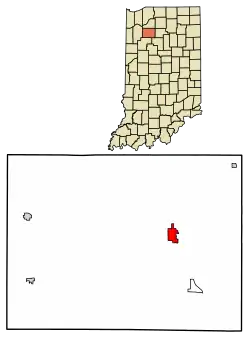 Location of Winamac in Pulaski County, Indiana.