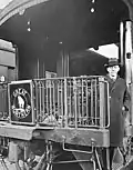 Sergei Rachmaninoff onboard Great Northern Railway car. 1929.