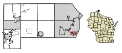 Location of Elmwood Park in Racine County, Wisconsin.