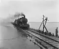 NS locomotive 3704 in the flooded Kruiningerpolder; 11 June 1953.
