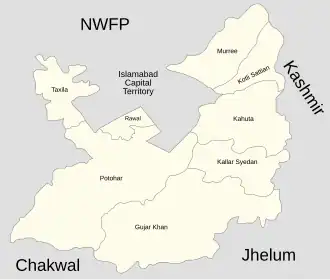 Location of Murree Tehsil