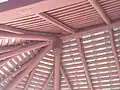 Wooden rafters in ashram