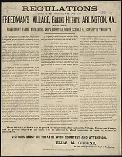 Regulations detailing services and laws governing Freedman's Village, 1860s