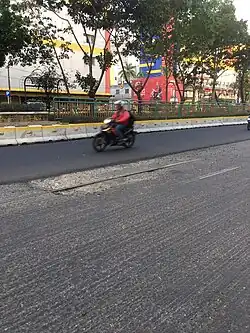 The remains of the former Jakarta tram tracks in Glodok.