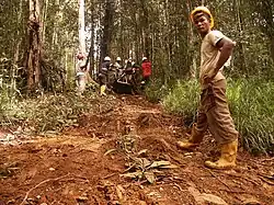 A rig crew looking for minerals