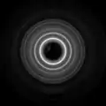 Background and beam-stopper removed with faint rings revealed